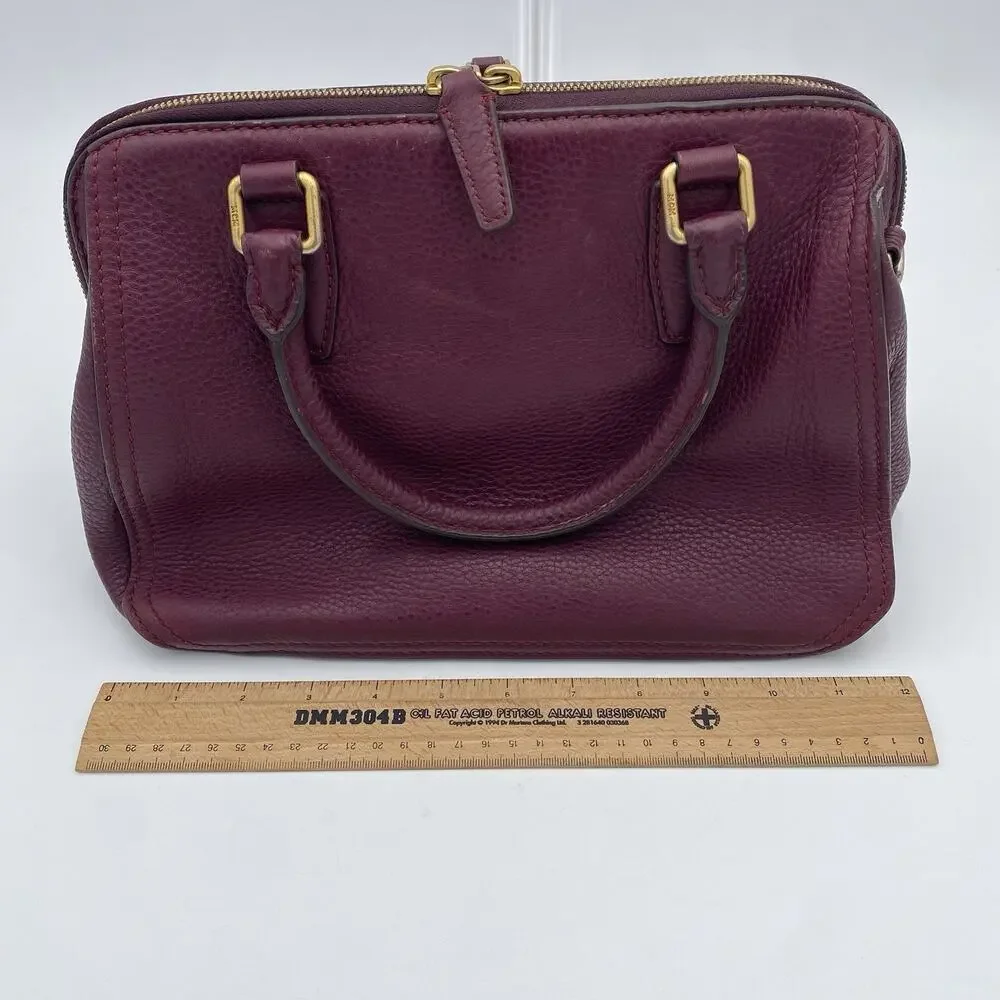 MCM Leather Satchel Burgundy Handbag Vintage Crossbody Tote Travel Purse Germany